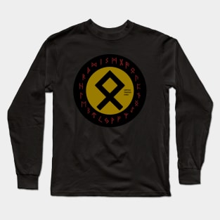 Yellow Othala Futhark Rune Symbol Long Sleeve T-Shirt